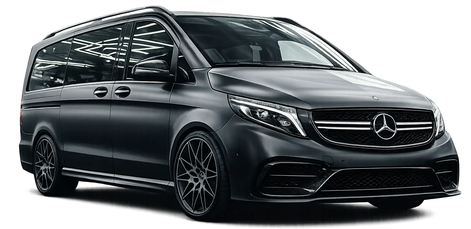 matte black mercedes benz v class front view